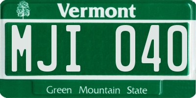 VT license plate MJI040