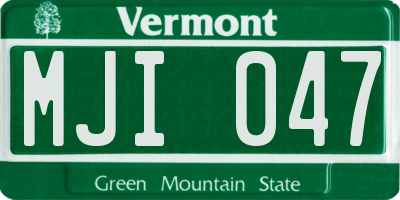 VT license plate MJI047