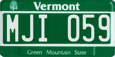 VT license plate MJI059