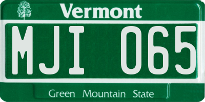 VT license plate MJI065