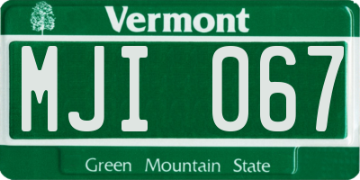 VT license plate MJI067