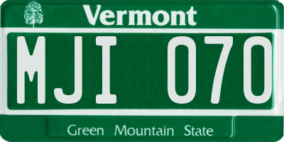 VT license plate MJI070