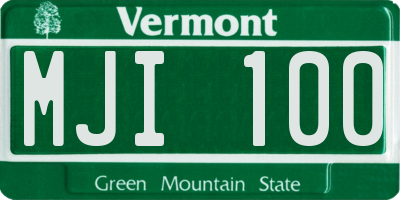 VT license plate MJI100