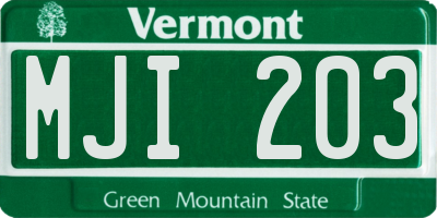 VT license plate MJI203
