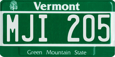 VT license plate MJI205