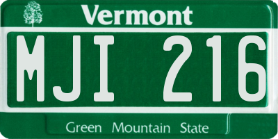 VT license plate MJI216