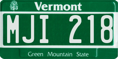 VT license plate MJI218