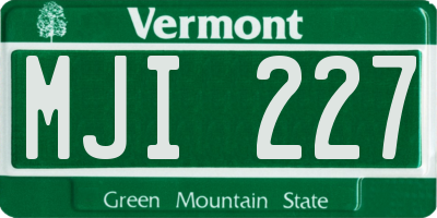 VT license plate MJI227