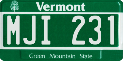 VT license plate MJI231