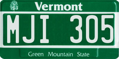 VT license plate MJI305