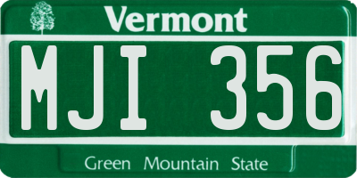 VT license plate MJI356