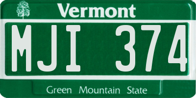 VT license plate MJI374
