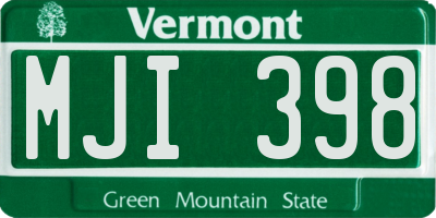 VT license plate MJI398