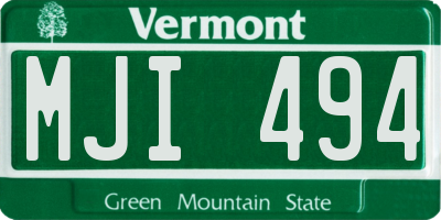 VT license plate MJI494