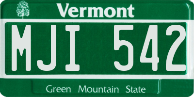 VT license plate MJI542