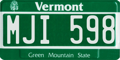 VT license plate MJI598
