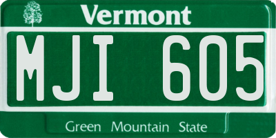 VT license plate MJI605