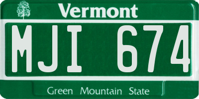 VT license plate MJI674