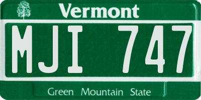 VT license plate MJI747
