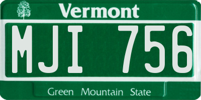 VT license plate MJI756