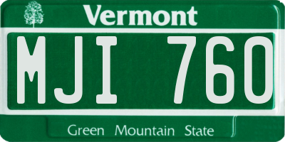 VT license plate MJI760