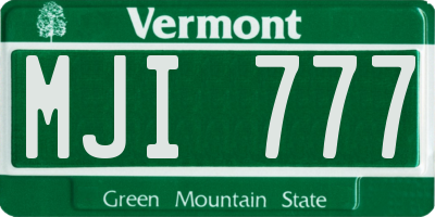 VT license plate MJI777