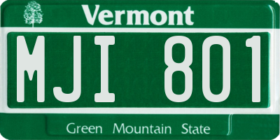 VT license plate MJI801