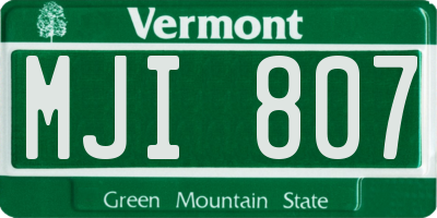 VT license plate MJI807