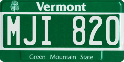 VT license plate MJI820