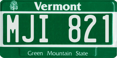 VT license plate MJI821
