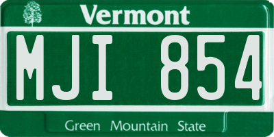 VT license plate MJI854