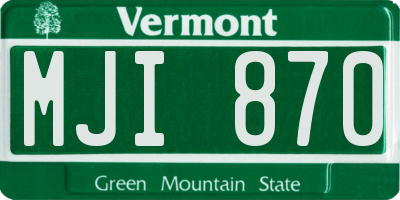 VT license plate MJI870
