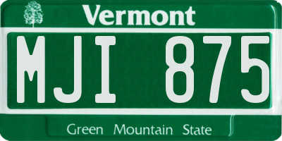 VT license plate MJI875