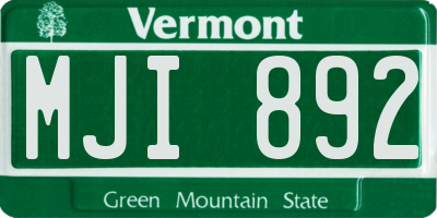 VT license plate MJI892