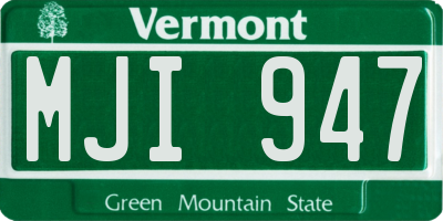 VT license plate MJI947
