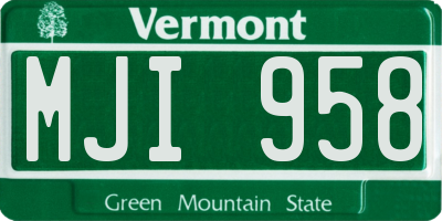 VT license plate MJI958