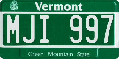 VT license plate MJI997