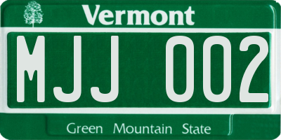 VT license plate MJJ002