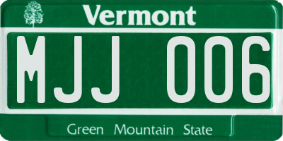 VT license plate MJJ006