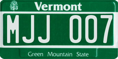 VT license plate MJJ007