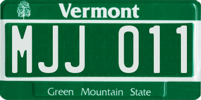 VT license plate MJJ011