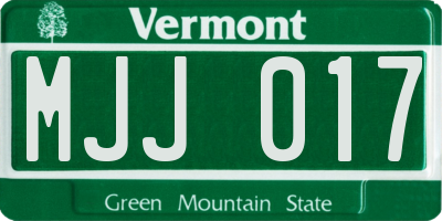 VT license plate MJJ017