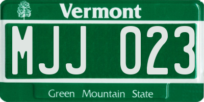 VT license plate MJJ023