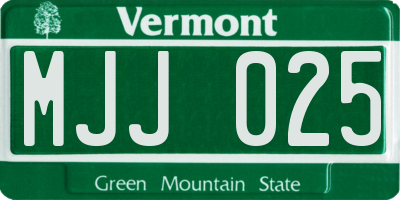 VT license plate MJJ025