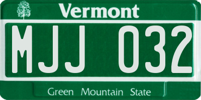 VT license plate MJJ032