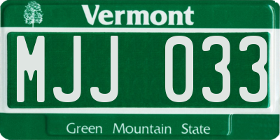 VT license plate MJJ033