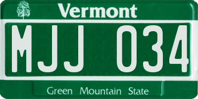 VT license plate MJJ034