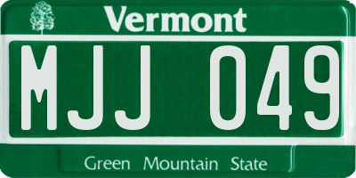 VT license plate MJJ049