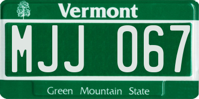 VT license plate MJJ067