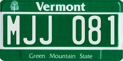 VT license plate MJJ081